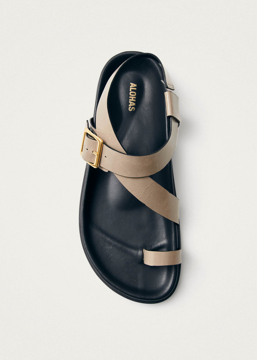 Alohas Siren Sandalias de Cuero Beige con Piedra Ónix Rebajas online