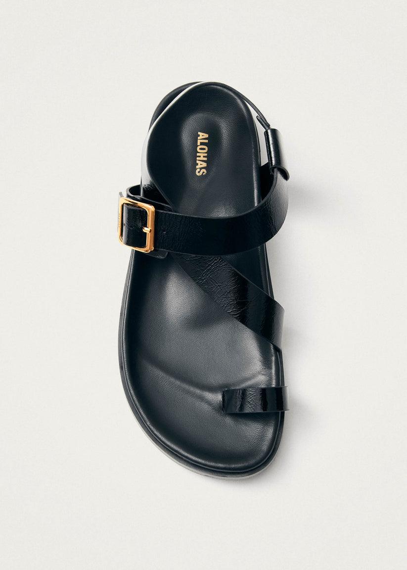 Alohas Siren Onix Sandalias de Cuero Negro Rebajas top
