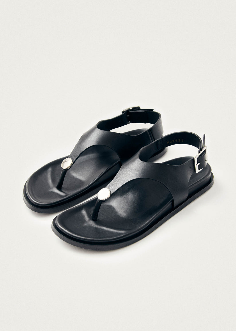 Alohas Harbor Sandalias de Cuero Negras Envío gratis