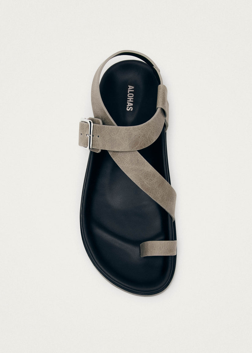 Alohas Siren Vintage Sandalias de Cuero Gris Grandes descuentos