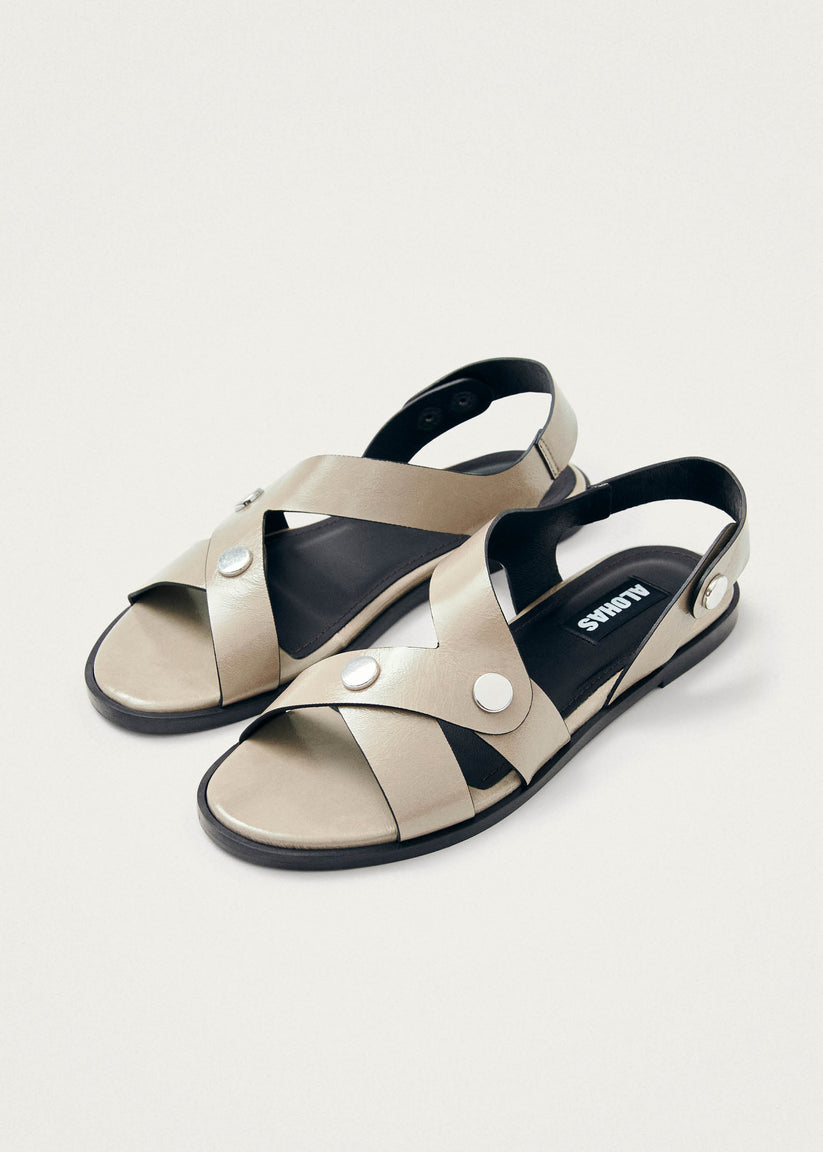 Alohas Mindy Onix Sandalias de Cuero Color Beige Envío internacional gratuito