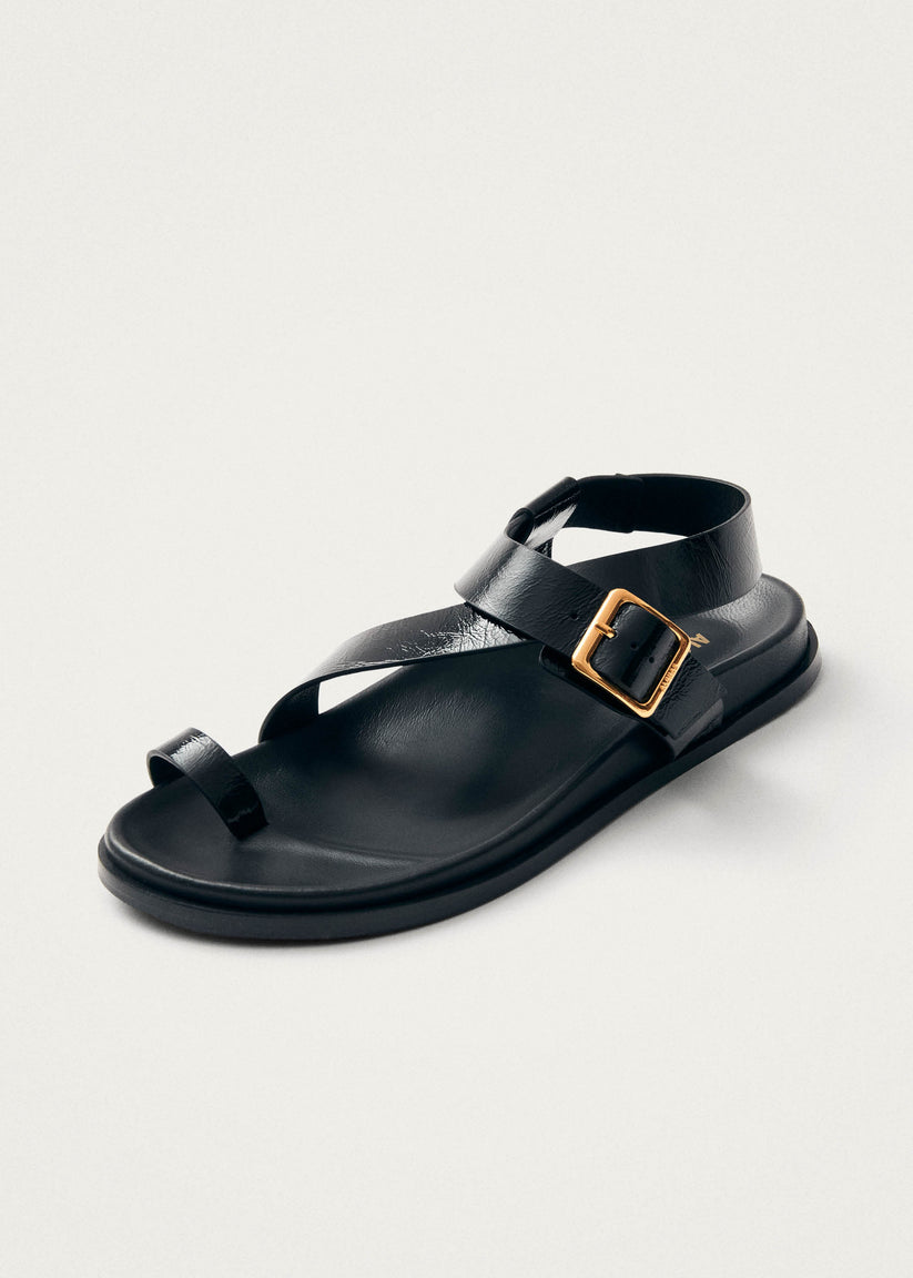 Alohas Siren Onix Sandalias de Cuero Negro Última moda