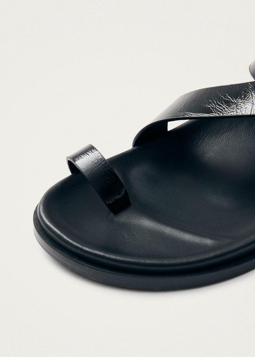 Alohas Siren Onix Sandalias de Cuero Negro Última moda