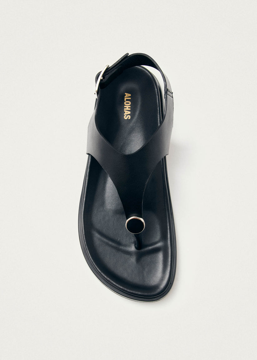 Alohas Harbor Sandalias de Cuero Negras Descuento por venta flash