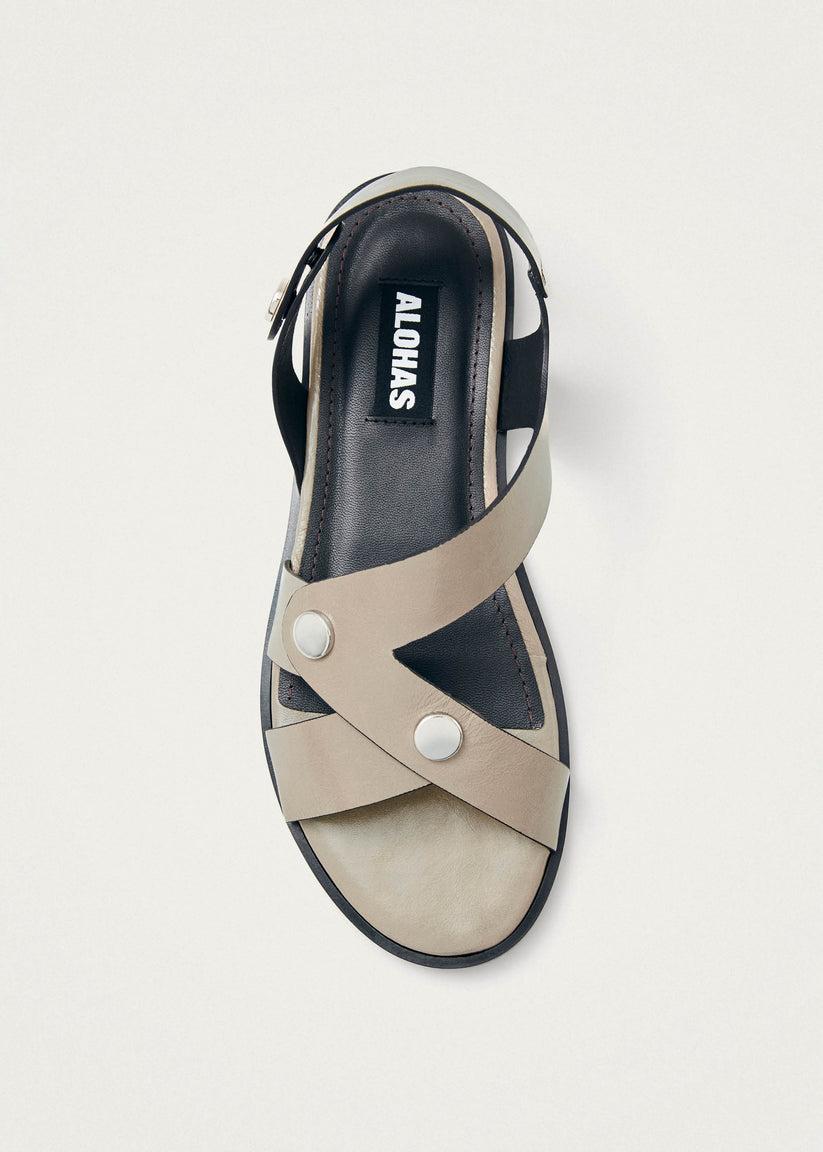 Alohas Mindy Onix Sandalias de Cuero Color Beige Rebajas de fábrica