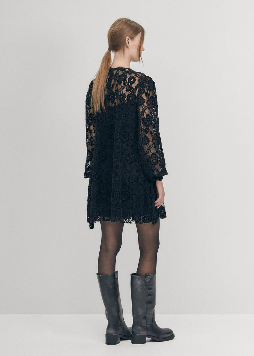 Alohas Dablon de Encaje Vestido Negro Últimos 2 días
