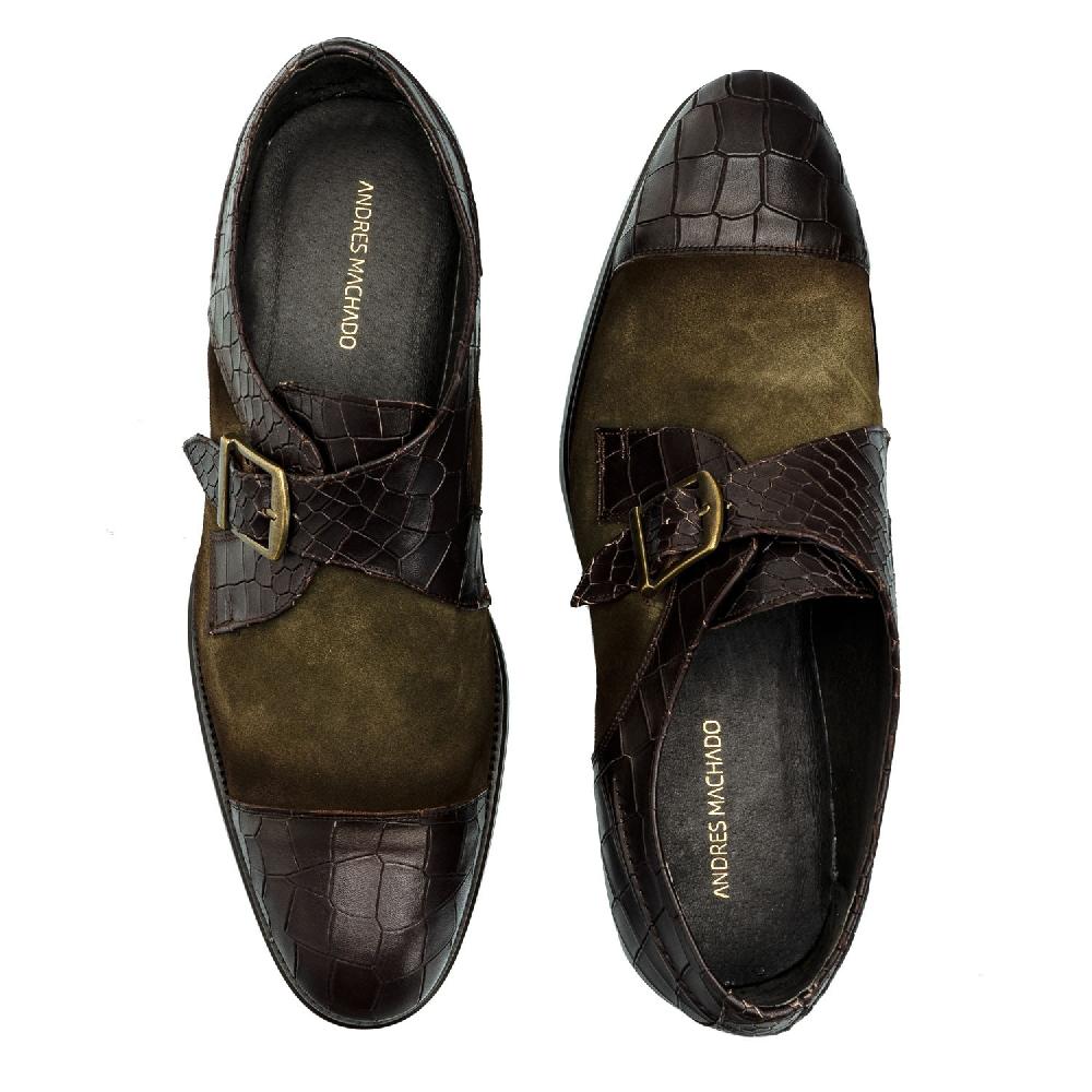 ﻿Andres machado Zapato Monk Serraje Coco Marrón Tienda de fábrica