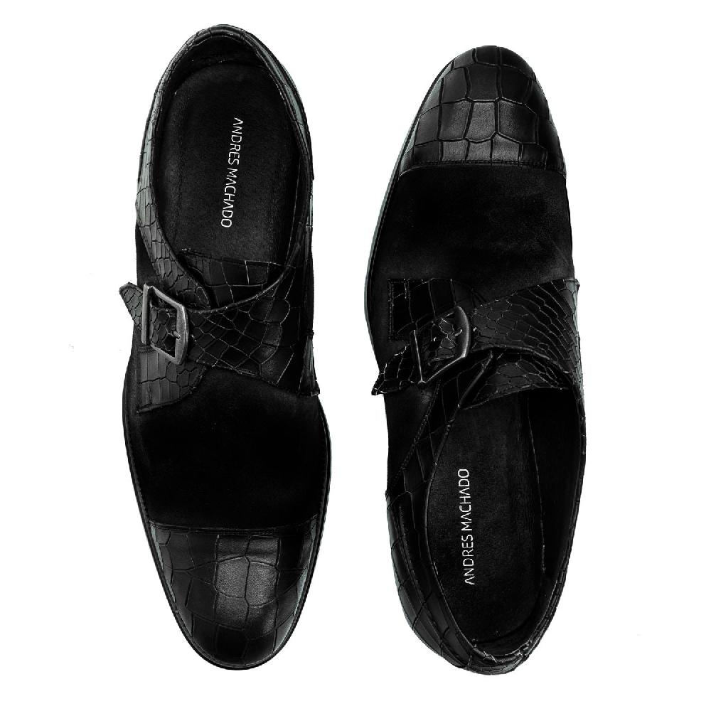 Andres machado Zapato Monk Serraje Coco Negro Descuentos del mes