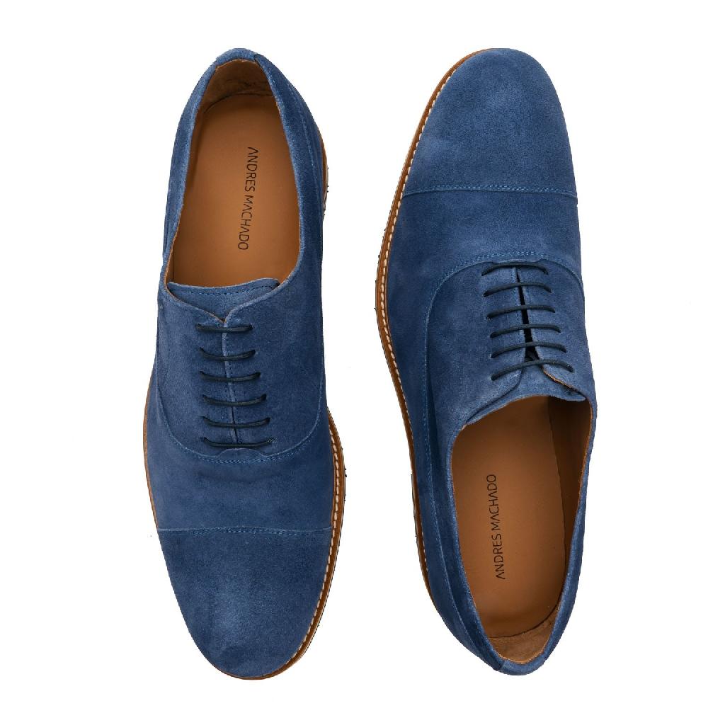 Andres machado Zapatos Oxford Serraje Azul Grandes ahorros