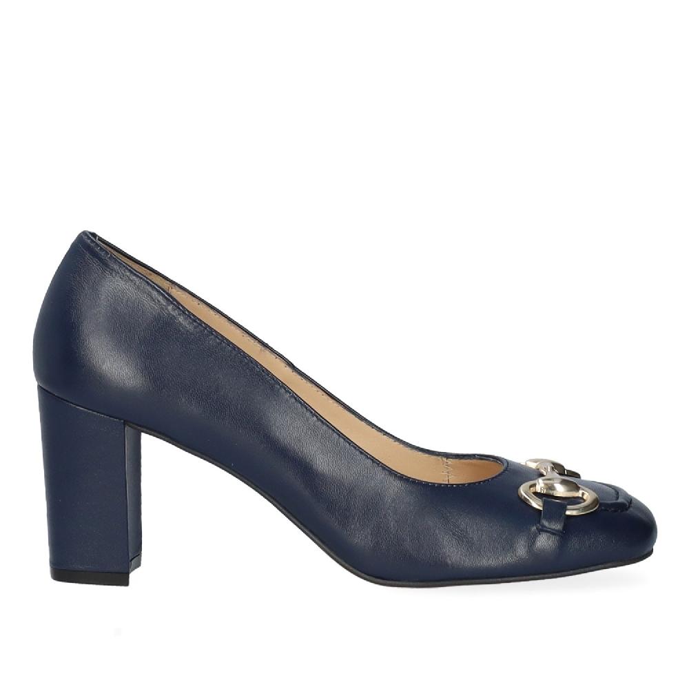 Andres machado Zapato tacón en piel marino de estilo vintage Ventas relámpago