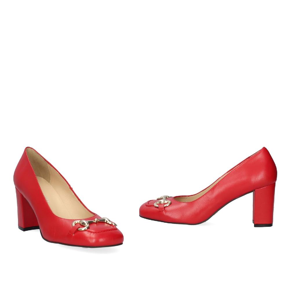 Andres machado Zapato tacón en piel rojo de estilo vintage Tienda