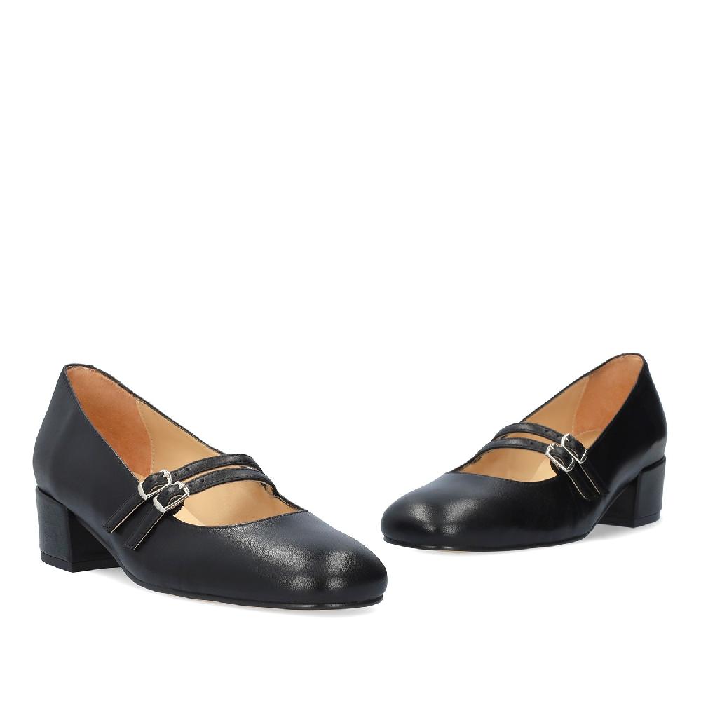 Andres machado Zapato Tacón en Piel de Color Negro Superdescuento