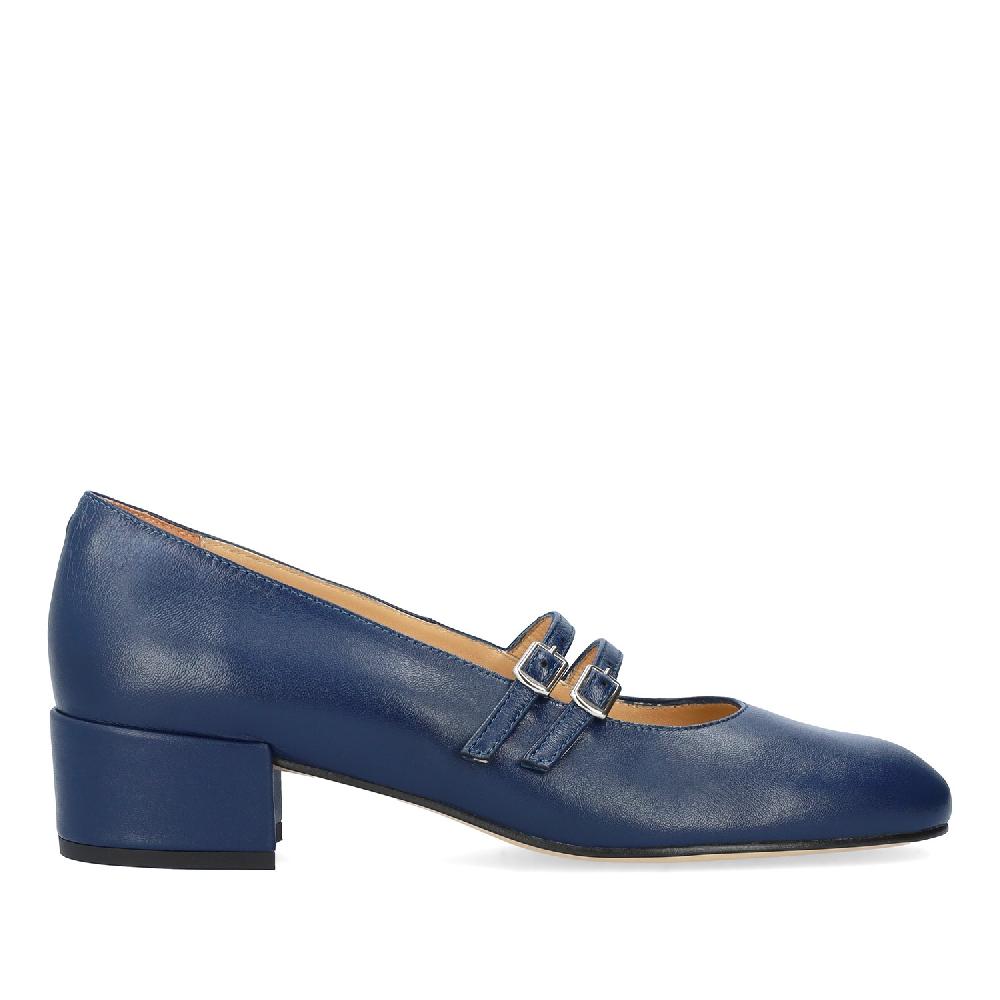 Andres machado Zapato Tacón en Piel de Color Azul Marino Grandes descuentos