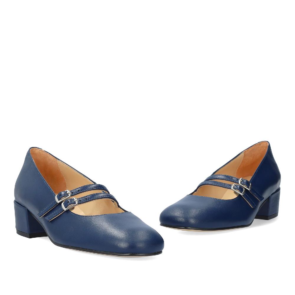 Andres machado Zapato Tacón en Piel de Color Azul Marino Grandes descuentos