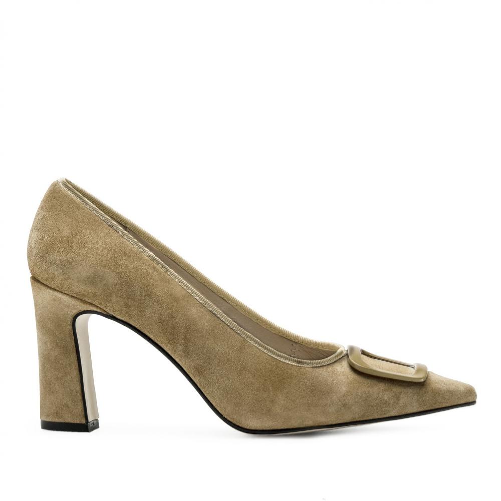 Andres machado Salón en serraje Taupe Descuento por venta flash