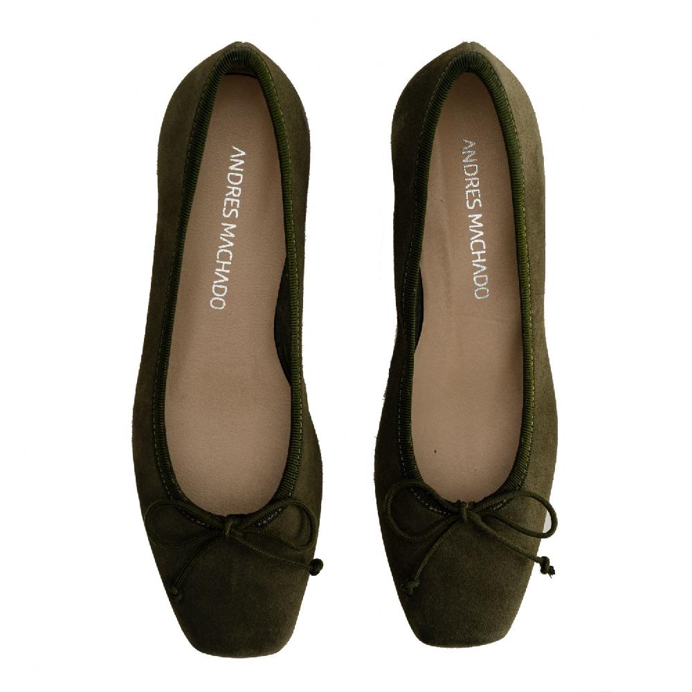 Andres machado Bailarina serraje kaki Lazo Outlet online