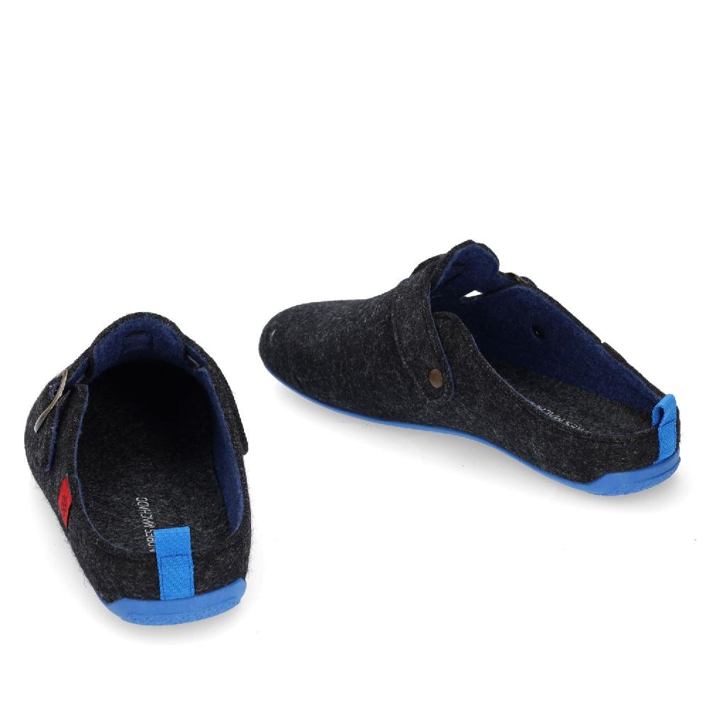 Andres machado Zapatillas de estar por casa con hebilla Unisex y tejido fieltro Negro En oferta