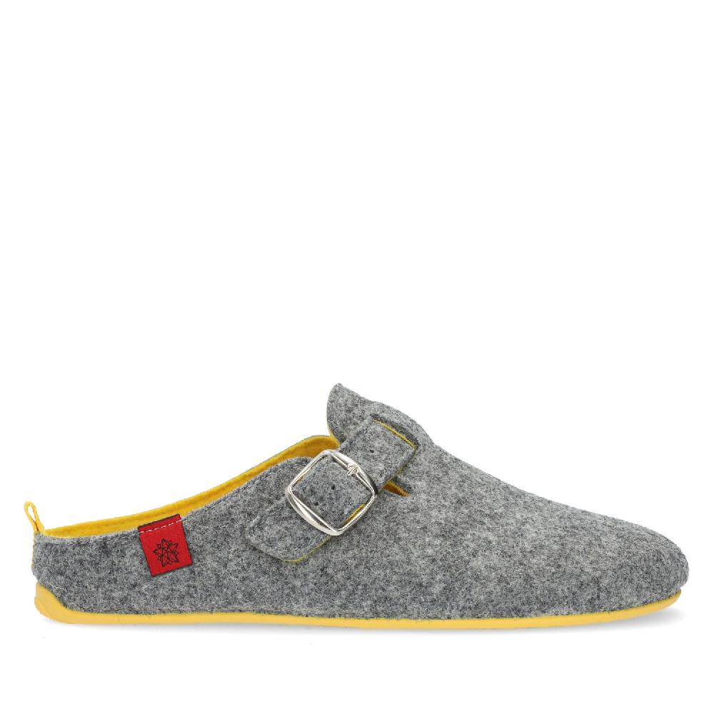 Andres machado Zapatillas de estar por casa con hebilla Unisex y tejido fieltro Gris Gran oferta
