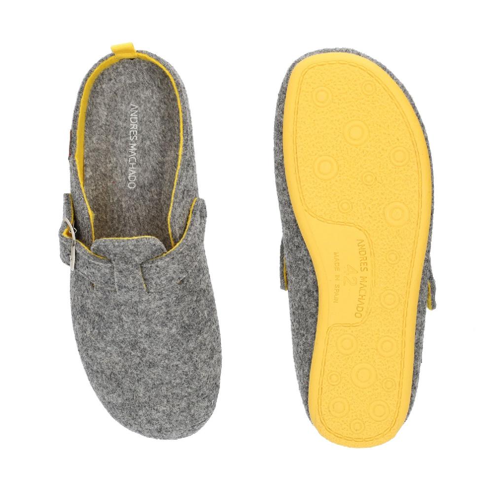 Andres machado Zapatillas de estar por casa con hebilla Unisex y tejido fieltro Gris Gran oferta