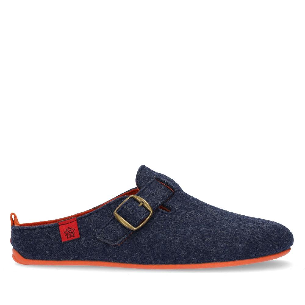Andres machado Zapatillas de estar por casa con hebilla Unisex y tejido fieltro Azul Rebajas baratas