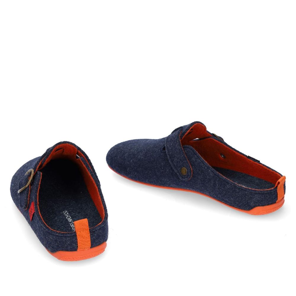 Andres machado Zapatillas de estar por casa con hebilla Unisex y tejido fieltro Azul Rebajas baratas