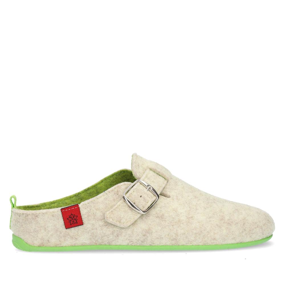 Andres machado Zapatillas de estar por casa con hebilla Unisex y tejido fieltro Blanco Rebajas de fábrica
