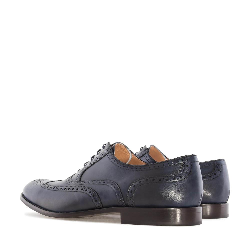 Andres machado Zapato de Caballero estilo Oxford en Piel Azul Descuento por venta flash