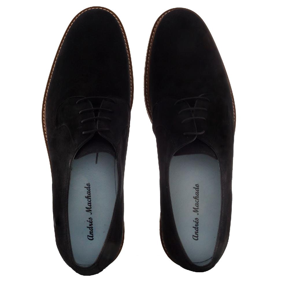 Andres machado Zapatos Blucher Serraje Negro Precio ultrabajo