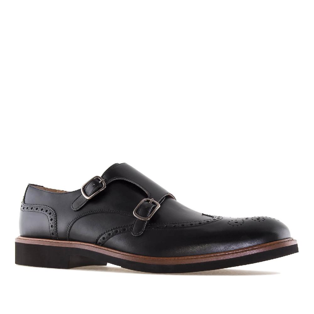 Andres machado Zapato Monk piel Negro Ventas relámpago