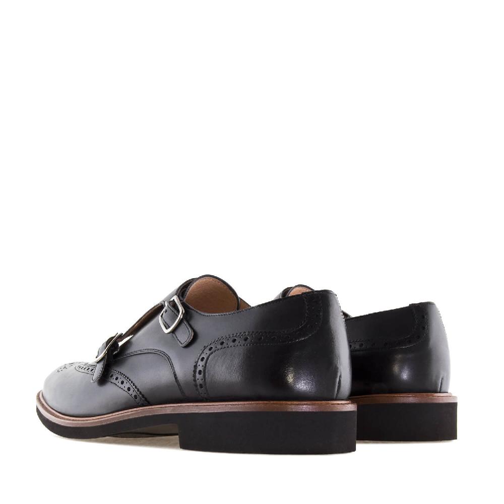 Andres machado Zapato Monk piel Negro Ventas relámpago