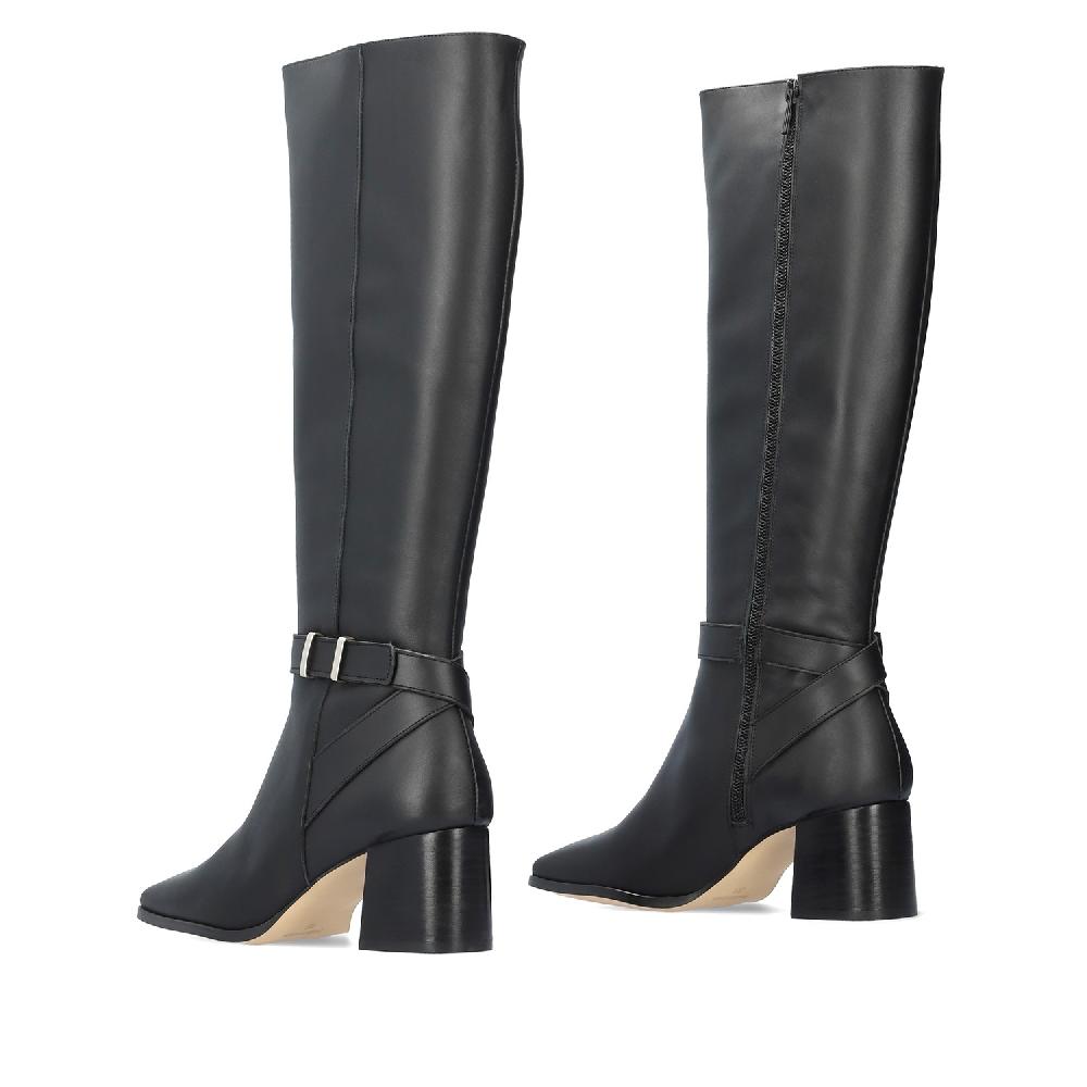 Andres machado Bota Alta en Piel de Color Negro Rebajas online