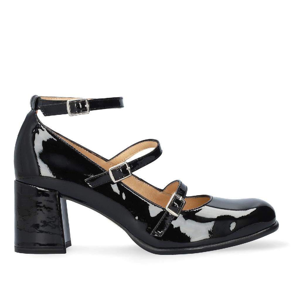 Andres machado Zapato Mary Jane con Tacón en Charol Negro Rebajas top