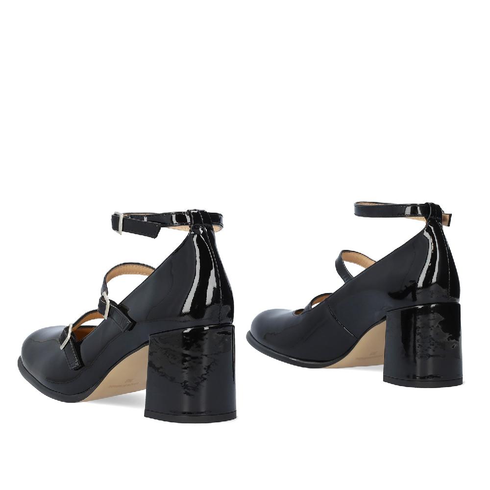 Andres machado Zapato Mary Jane con Tacón en Charol Negro Rebajas top