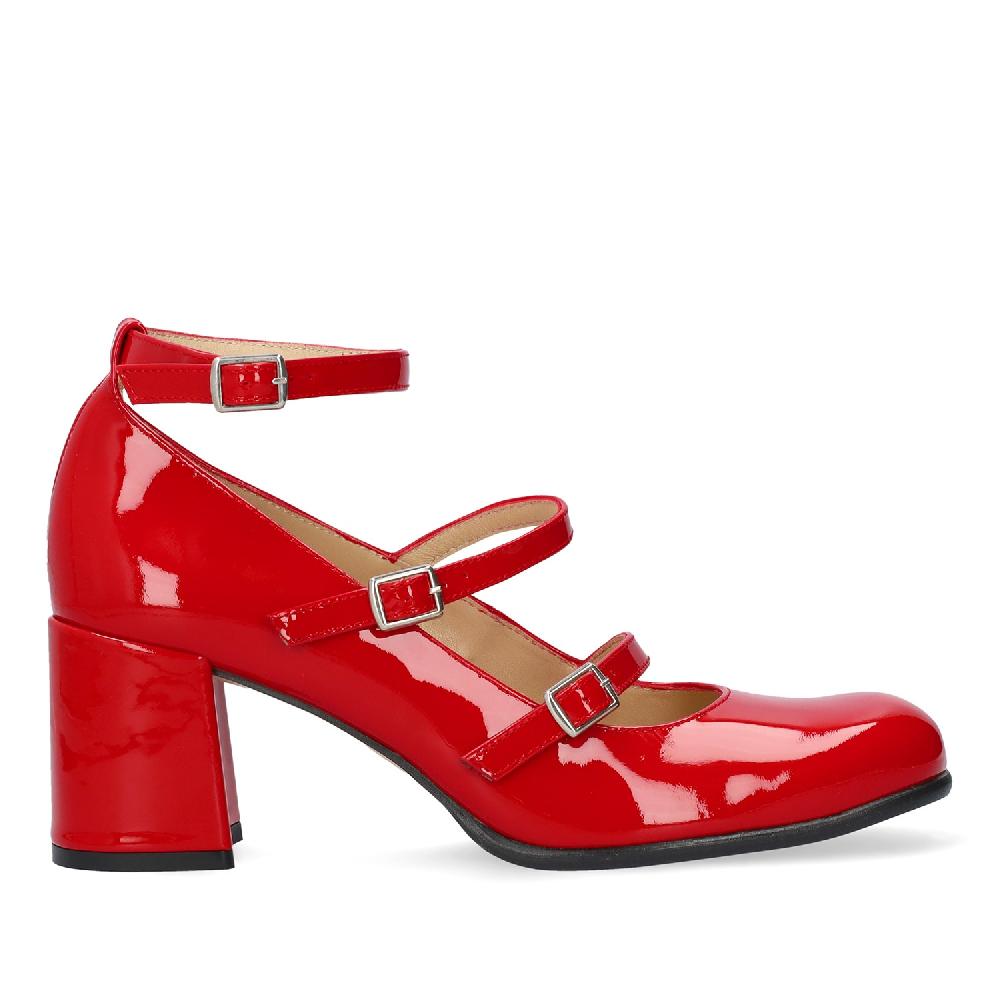 Andres machado Zapato Mary Jane con Tacón en Charol Rojo Oferta especial
