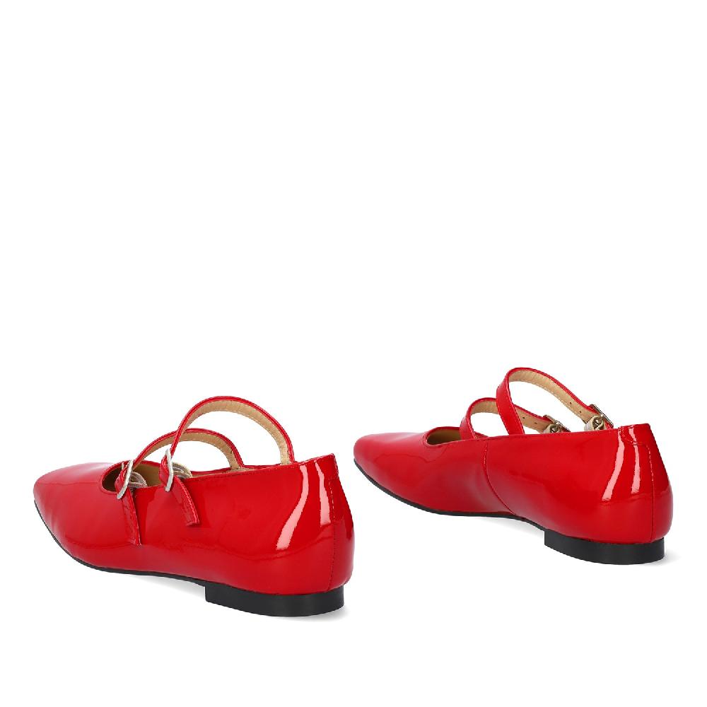Andres machado Bailarina Charol Rojo Estilo Mary Jane COMPRAR AHORA