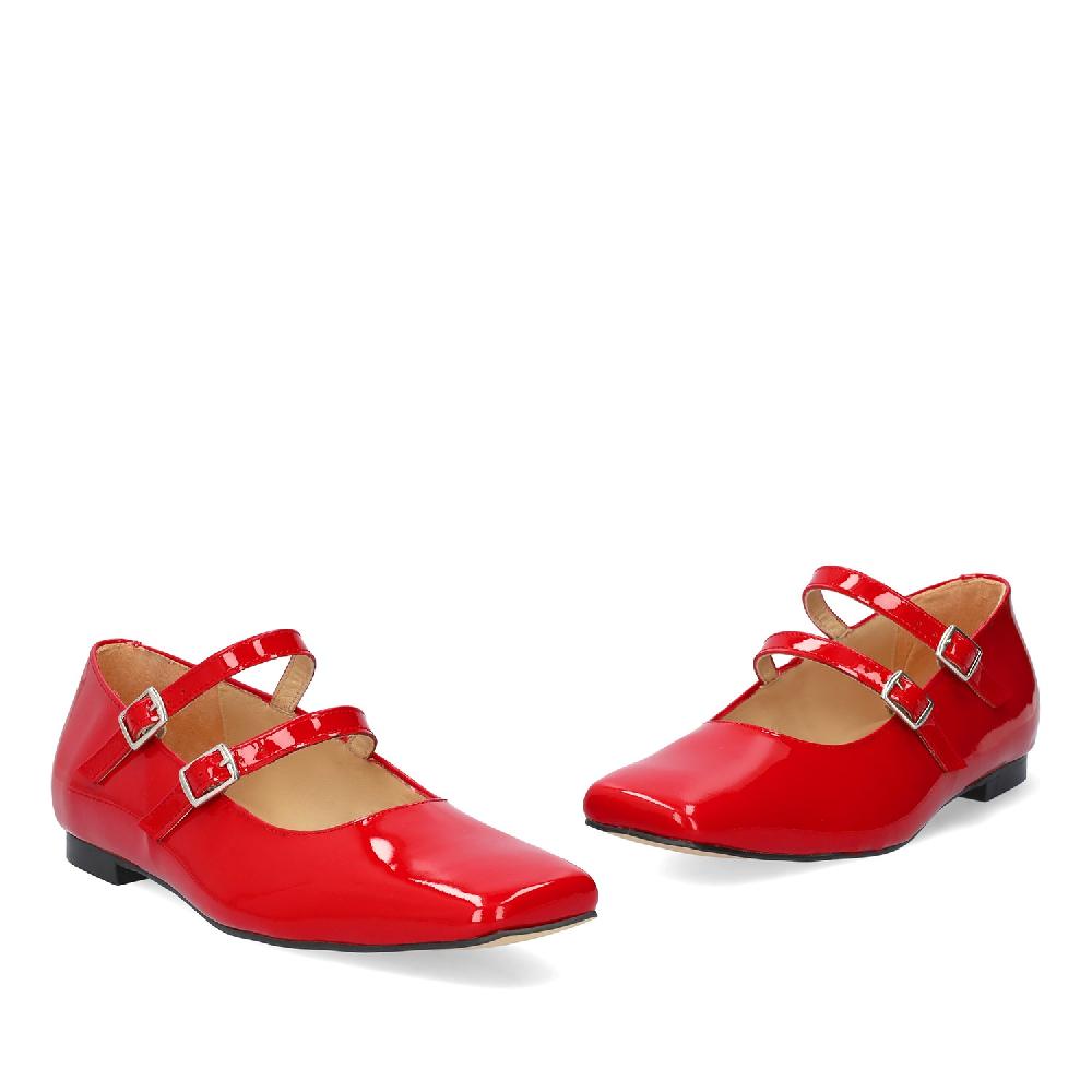 Andres machado Bailarina Charol Rojo Estilo Mary Jane COMPRAR AHORA