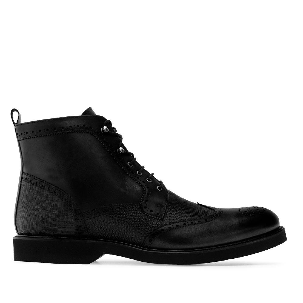 Andres machado Botín en piel de color Negro Oferta especial de fábrica