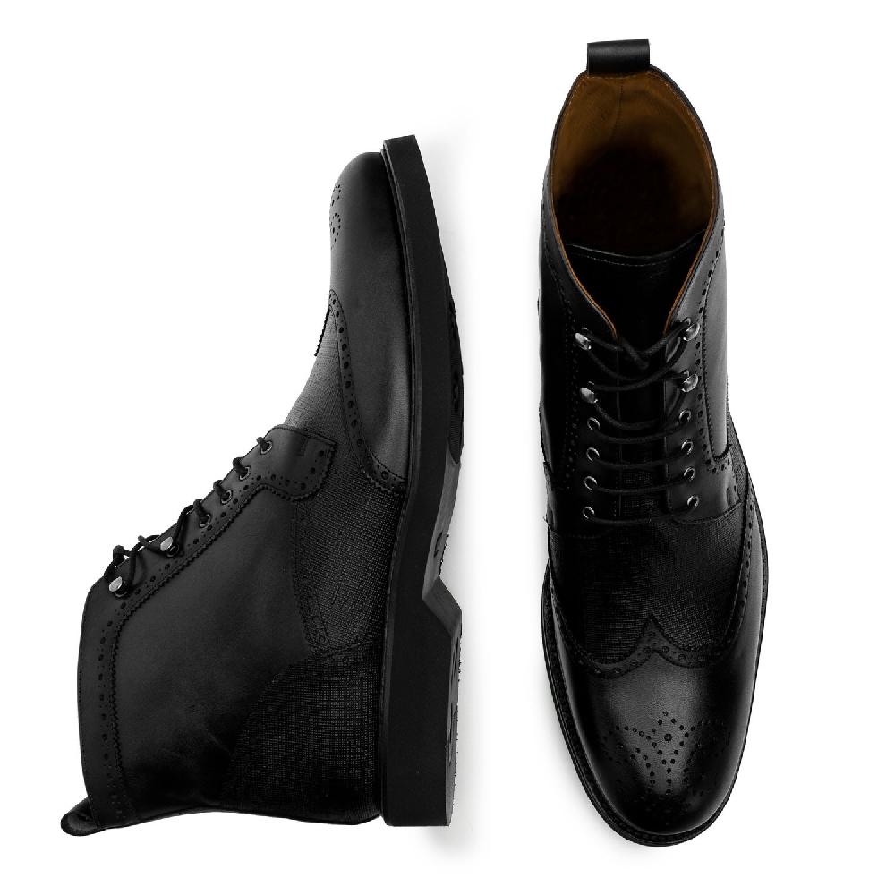 Andres machado Botín en piel de color Negro Oferta especial de fábrica