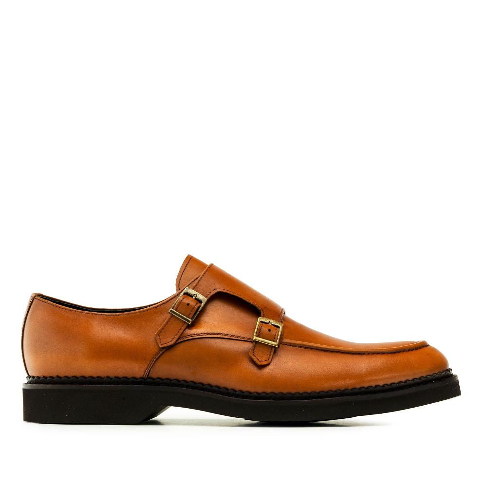 Andres machado Zapato Monkstrap en Piel Color cuero Promoción trimestral
