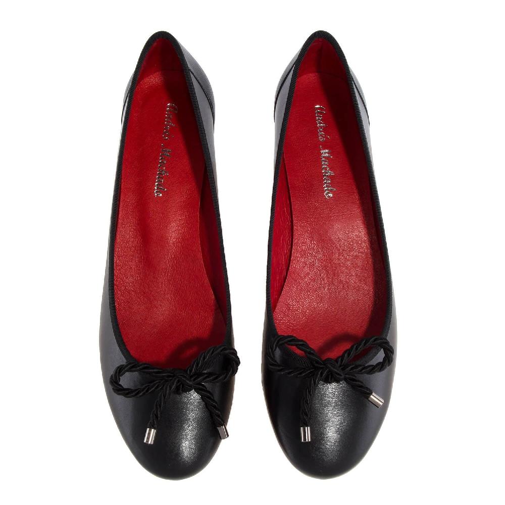Andres machado Bailarina Piel Negro Nudo Marinero En oferta
