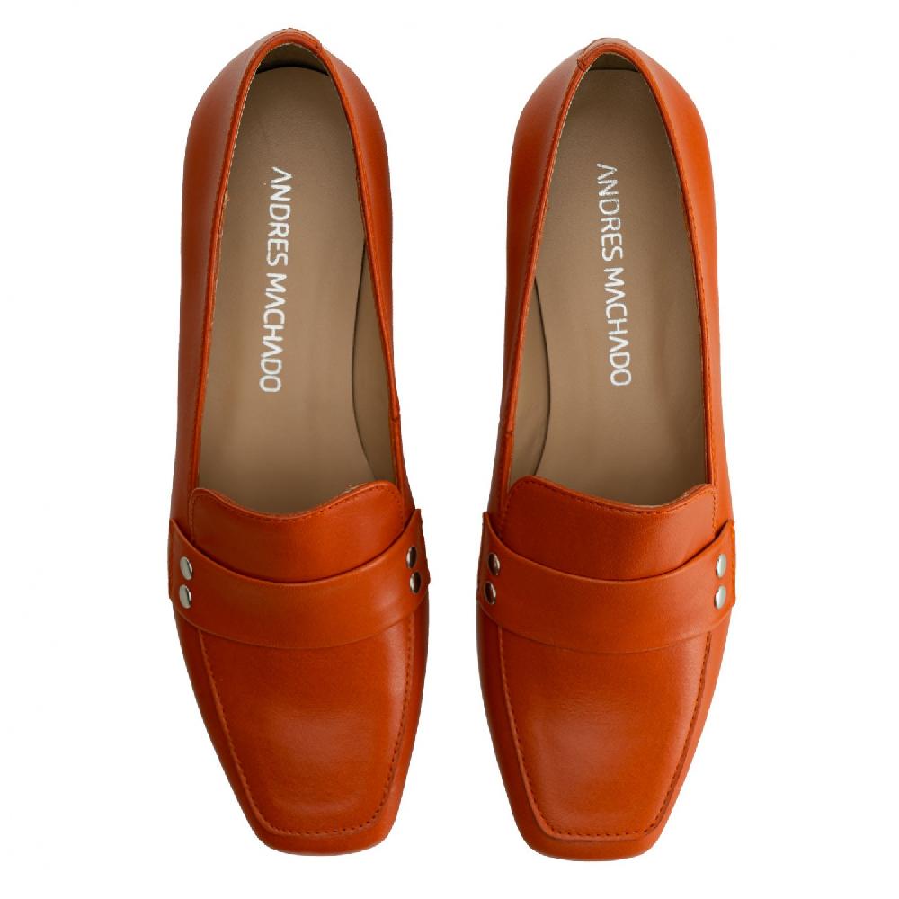 Andres machado Mocasín en piel de color teja Descuentos del mes