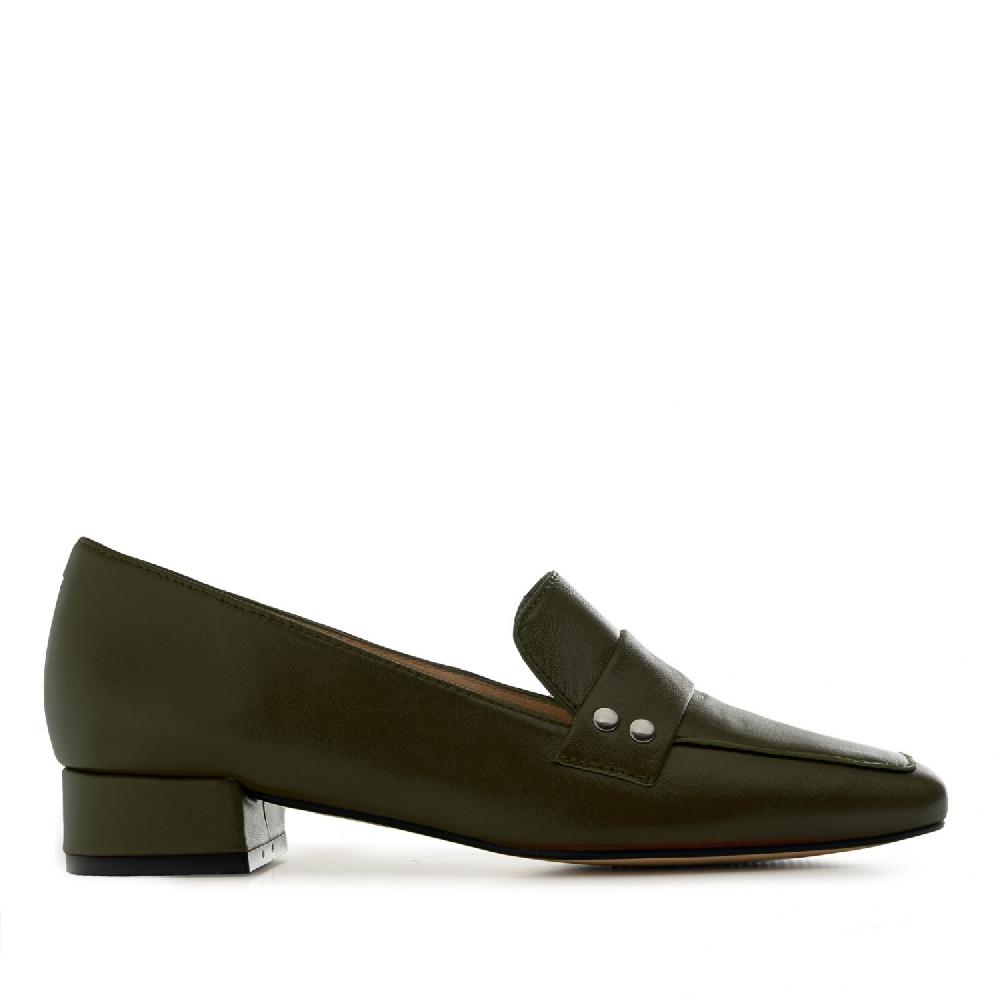 Andres machado Mocasí­n en piel de color kaki Oferta exclusiva
