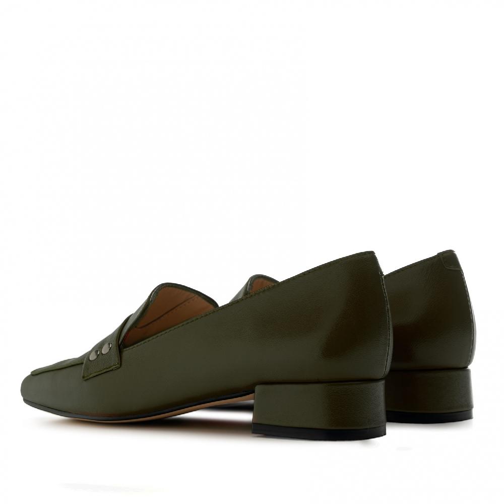 Andres machado Mocasí­n en piel de color kaki Oferta exclusiva