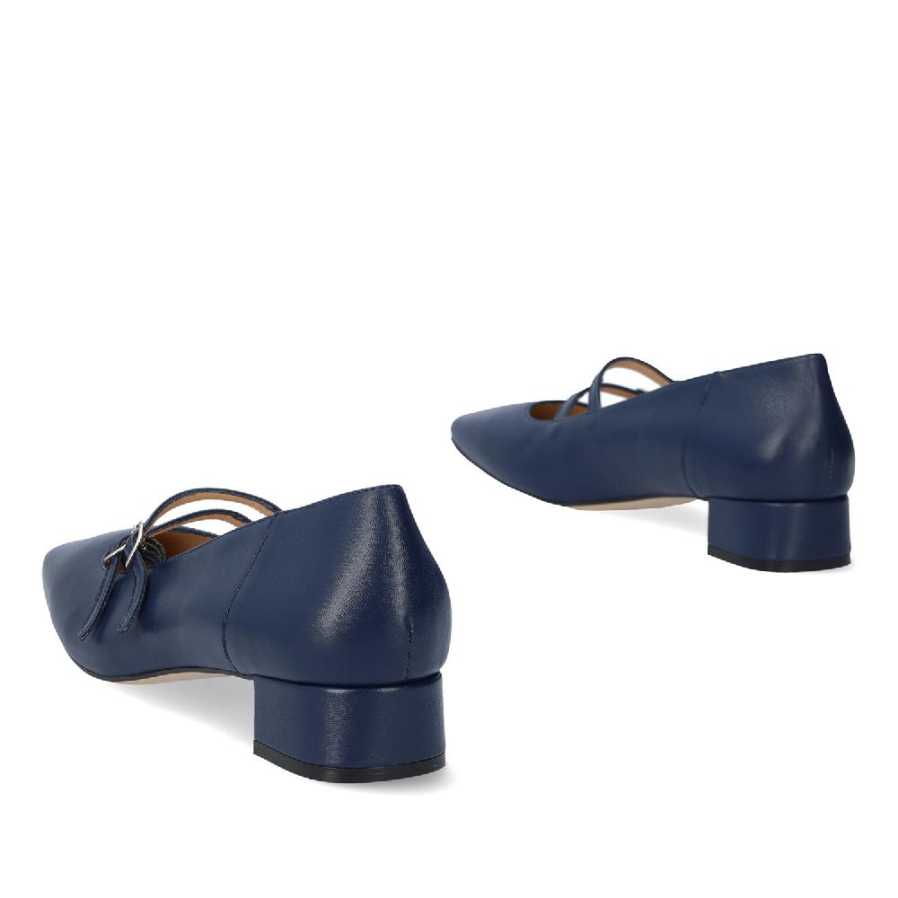 Andres machado Zapato tacón en piel de color Marine Rebajas de fin de temporada