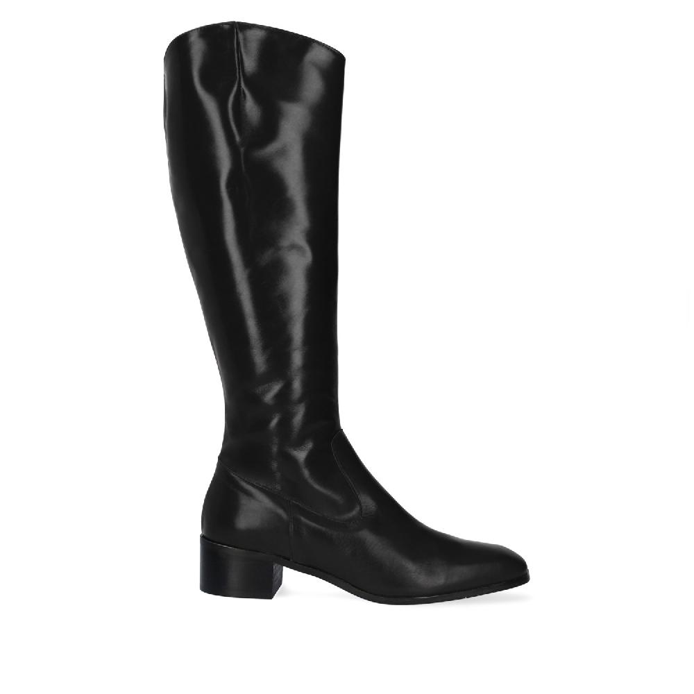 Andres machado Bota alta tacón en piel negro Oferta especial