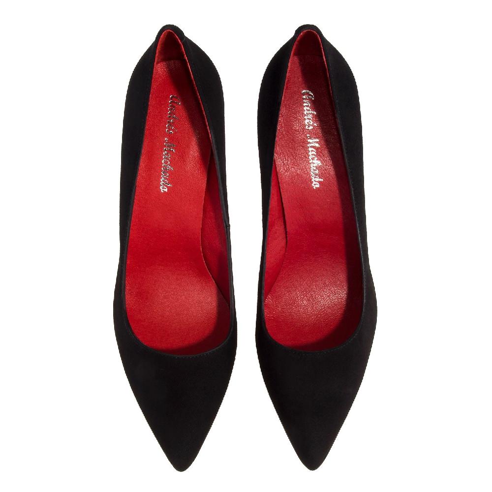 Andres machado Zapato Tacón de Ante Negro Oferta especial de fábrica