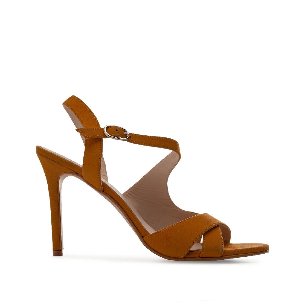 Andres machado Sandalias con Tacón en Ante de Color Camel Descuento por venta flash