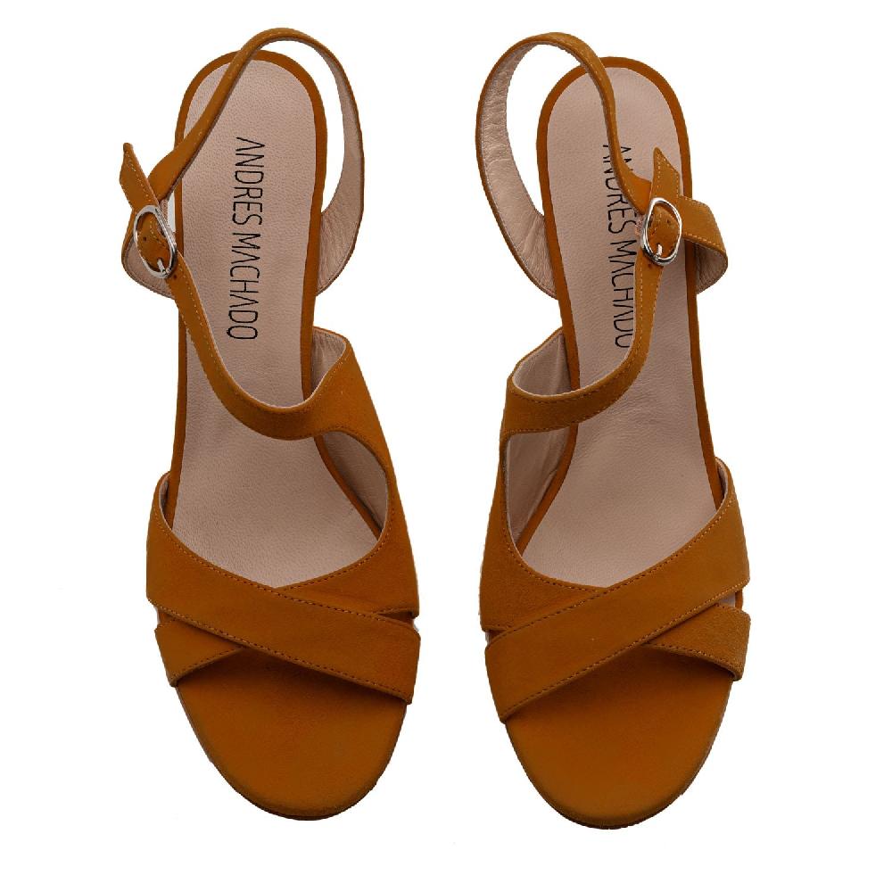 Andres machado Sandalias con Tacón en Ante de Color Camel Descuento por venta flash