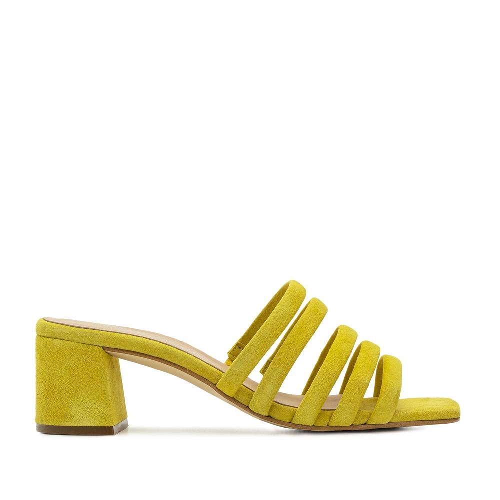 Andres machado Mule ante amarillo tiras tubulares Precio ultrabajo