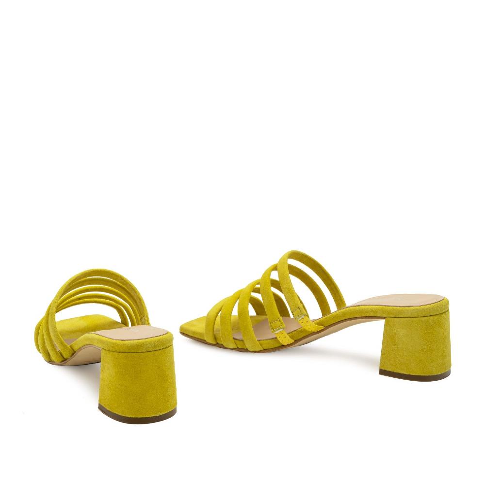 Andres machado Mule ante amarillo tiras tubulares Precio ultrabajo